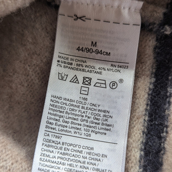 Banana Republic Merino Aire Wool Blend Stripe Knit Crewneck Sweater M Gray - Picture 6 of 7